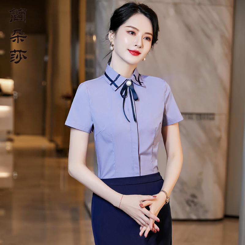 酒店前台待客工作装短袖衬衫套装