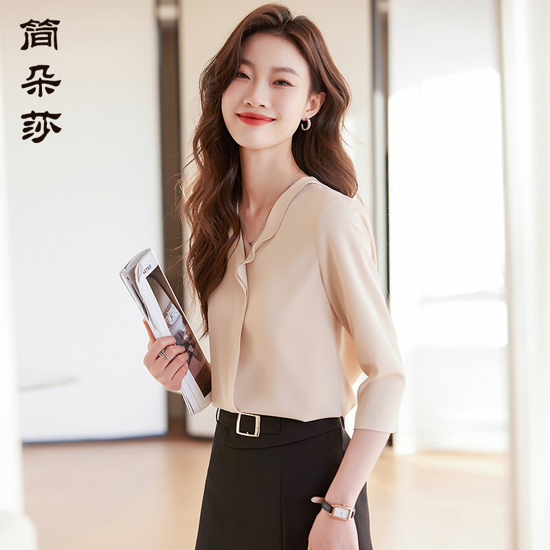 七分袖衬衫女设计感洋气大码上衣