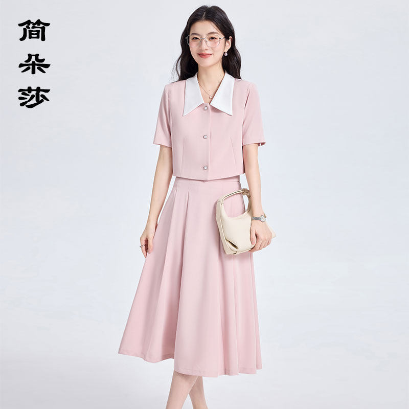 高级感职业套裙女夏法式小香风短款套装经理教师主持人工作服正装