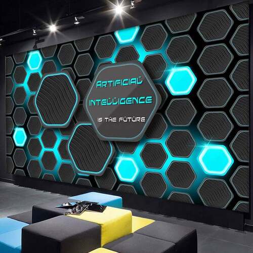 3d立体蜂窝状科技感墙纸酒店VR电竞馆墙布KTV网吧桌球室装饰壁纸