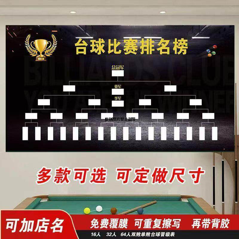 8人16人32强64人双败制单败制台球淘汰赛晋级表比赛规则海报贴画