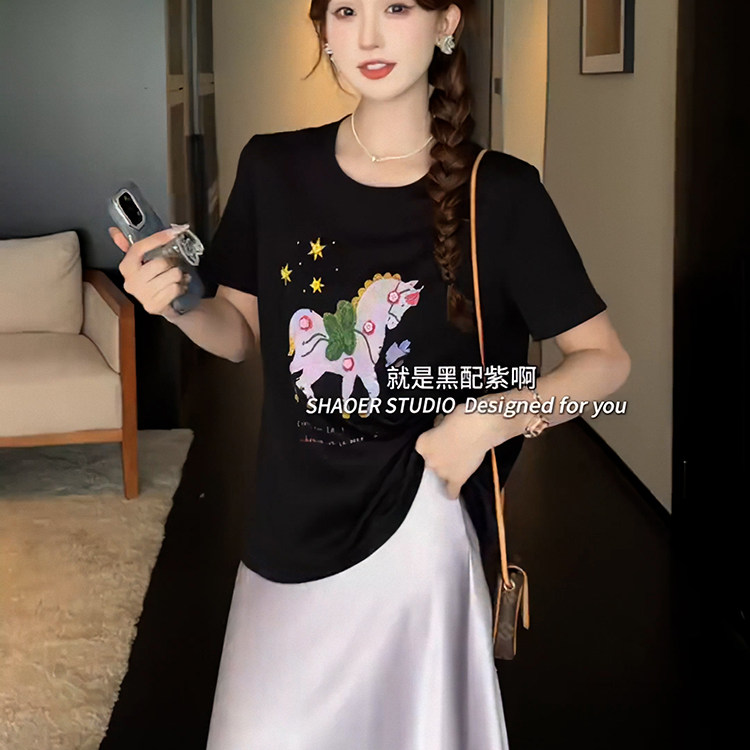 韩国东大门超火纯棉短袖t图片