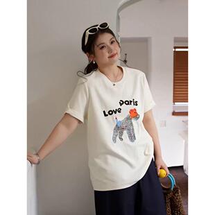 街头ins卡通字母印花纯棉短袖 重磅宽松上衣落肩T恤 女体恤2026夏季