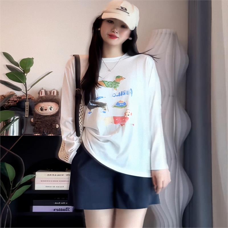 韩版小众设计感印花长袖T