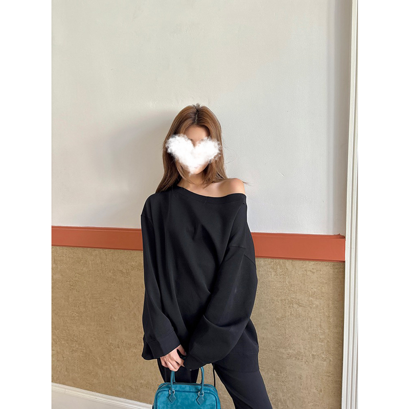 卫衣纯色中长款休闲韩系性感温柔