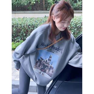 早秋巨好看中长款卫衣女款2026新款爆款时尚洋气宽松慵懒风上衣女