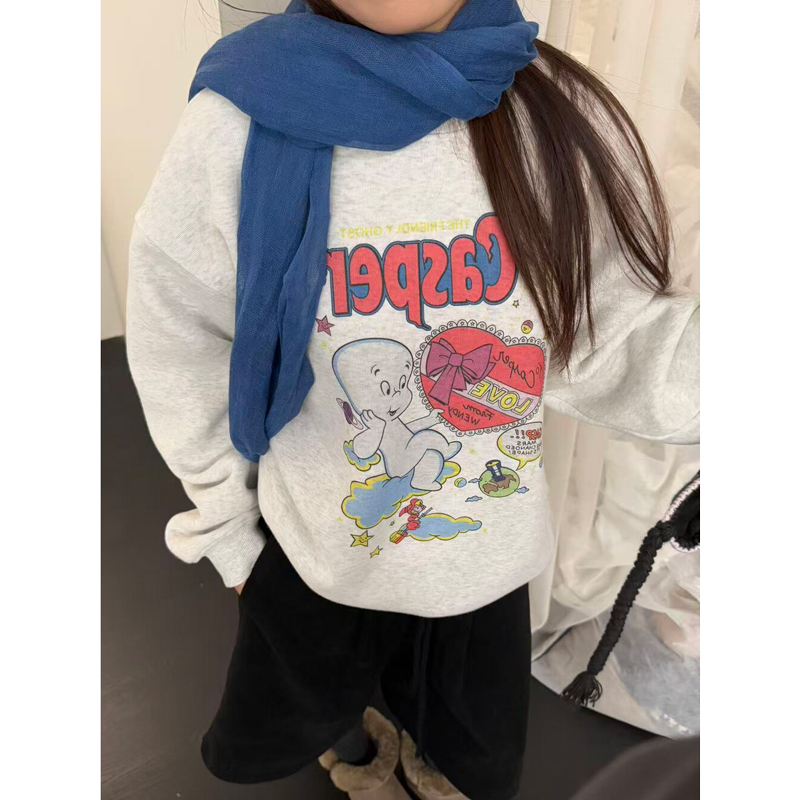 爱心卡通字母印花T恤韩系慵懒