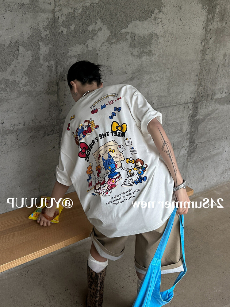 短袖潮中长款休闲趣味减龄