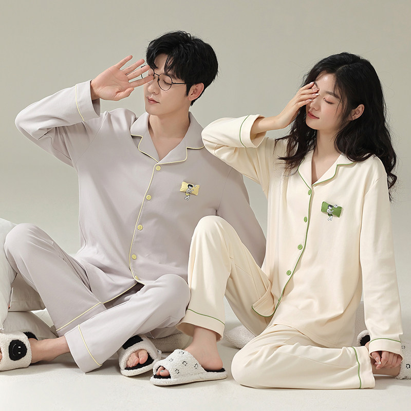 情侣睡衣春秋纯棉翻领开衫长袖一男一女韩版休闲秋冬家居服套装,女士内衣/男士内衣/家居服,睡衣/家居服套装,淘宝优惠券,粉丝福利购,淘宝优惠卷