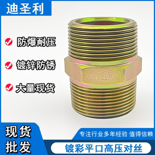 碳钢高压外丝镀彩锌外六角双头直通对丝ZG接头液压头246 分内接