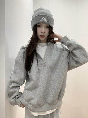 美式复古假两件拼接连帽卫衣女2025新款春秋季宽松慵懒风长袖上衣