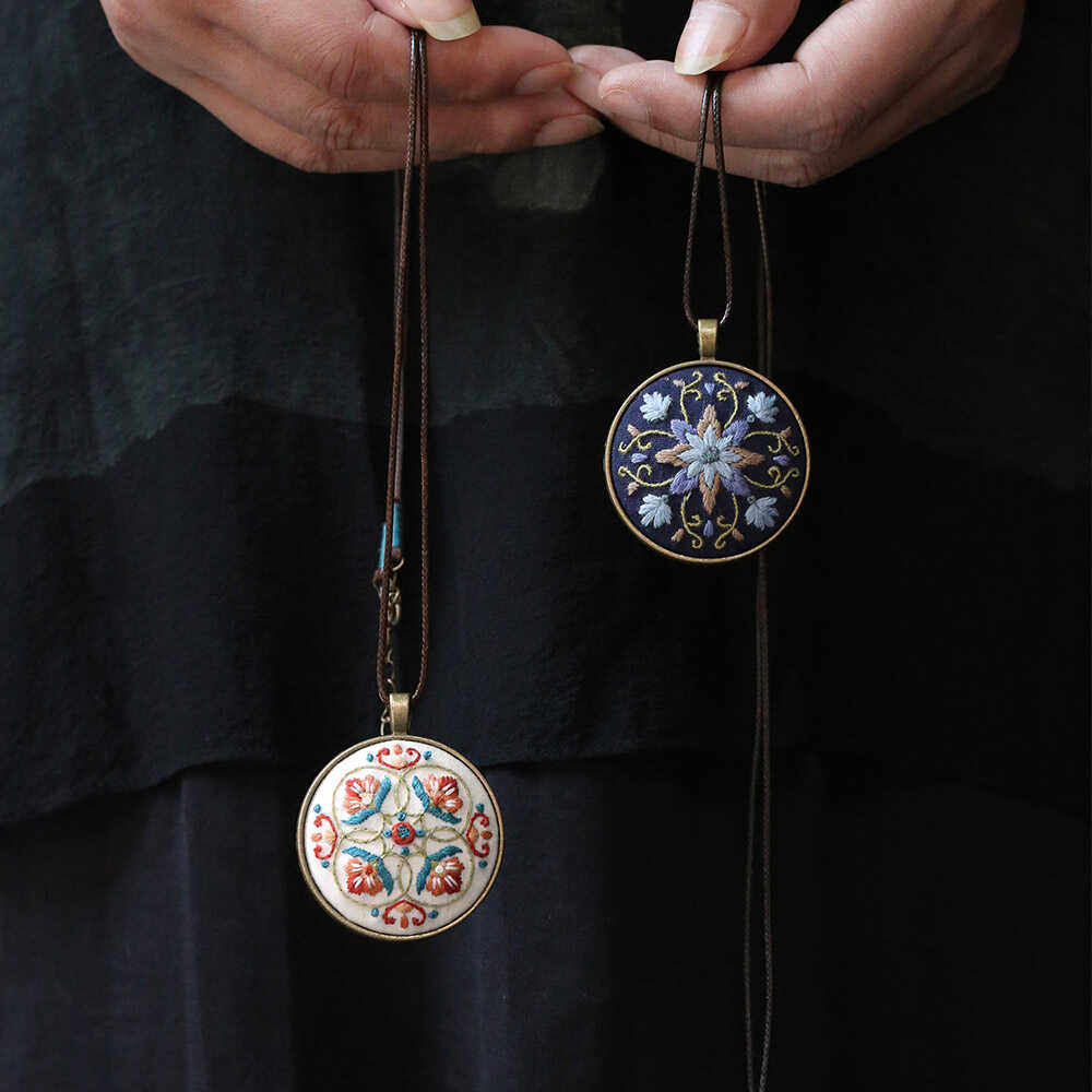 diy材料包刺绣手工项链花寄