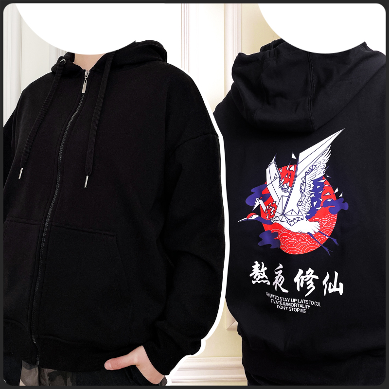 拉链卫衣落肩加绒休闲卫衣