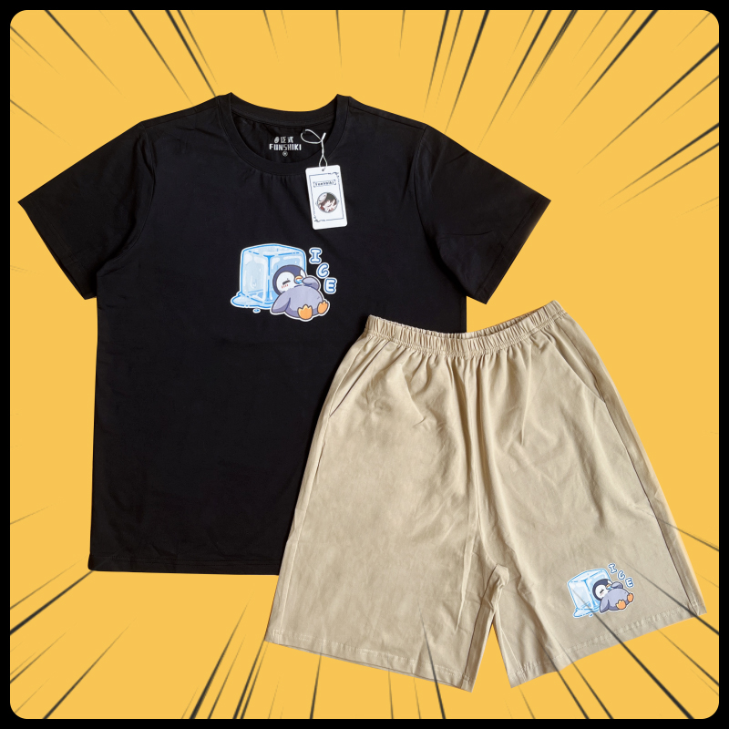 泛式2025原创新品凉感睡衣夏季家居服圆领短袖中裤宽松纯棉套装