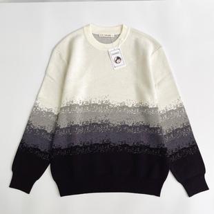 微落肩日常休闲流行针织毛线衫 正码 渐变毛衣圆领套头长袖 2024新款