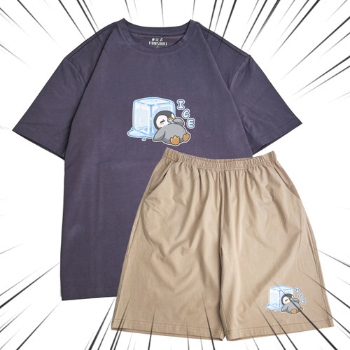 泛式2026原创新品凉感睡衣夏季家居服圆领短袖中裤宽松纯棉套装