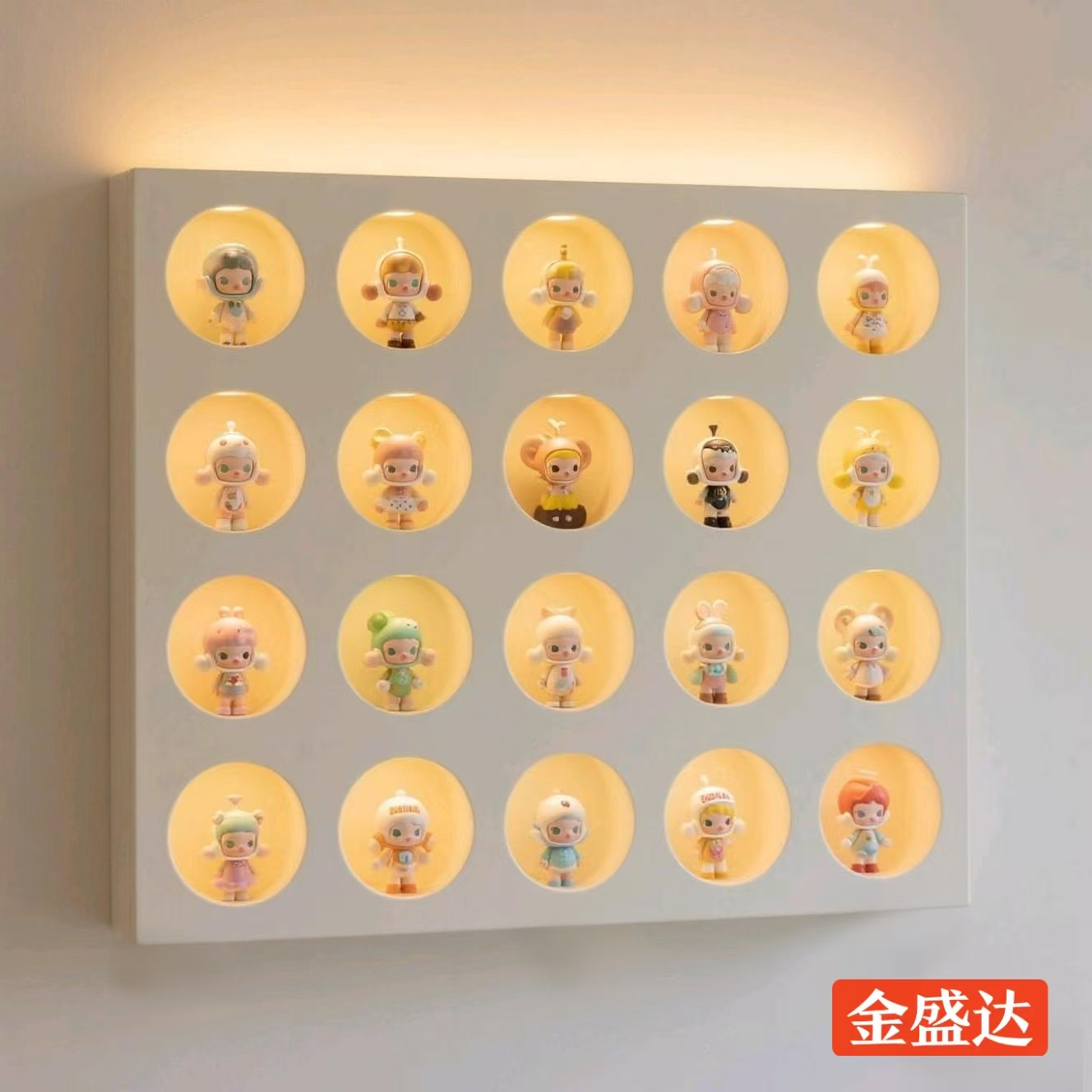 高档泡泡玛特带灯手办展柜挂墙桌面创意潮玩上墙手办盲盒柜可定制
