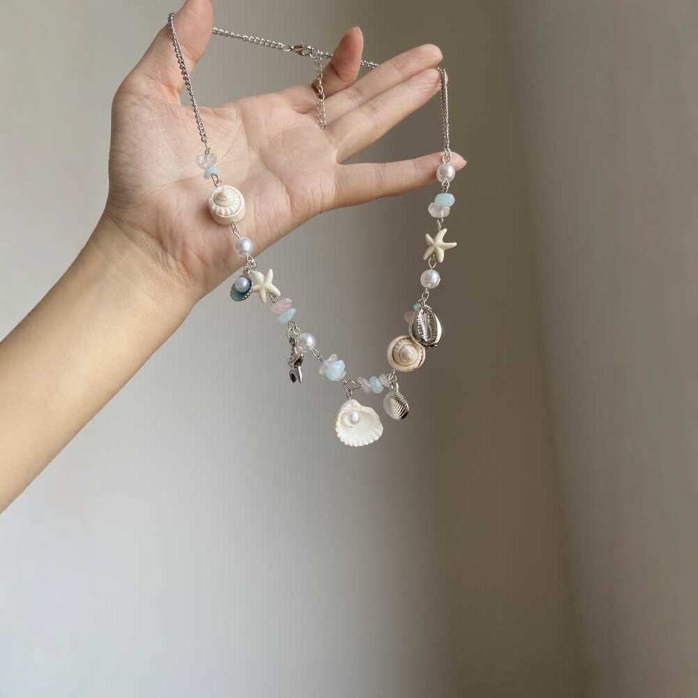 海星贝壳珍珠彩色串珠项链女海边