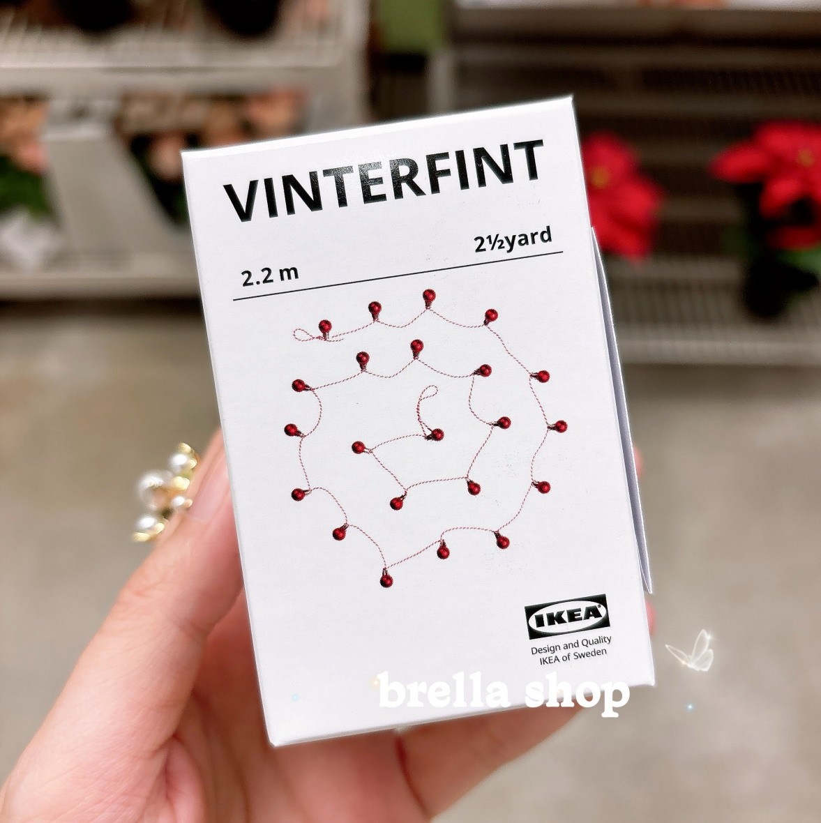 IKEA宜家代购 云芬特圣诞树红色装饰彩球 挂件2.2米气氛拍照布置