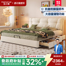 帕沙曼布艺床1米8双人床高箱储物床卧室床1米5复古风猫抓布床软包