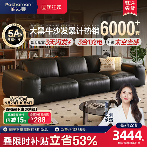 帕沙曼真皮沙发意式极简客厅