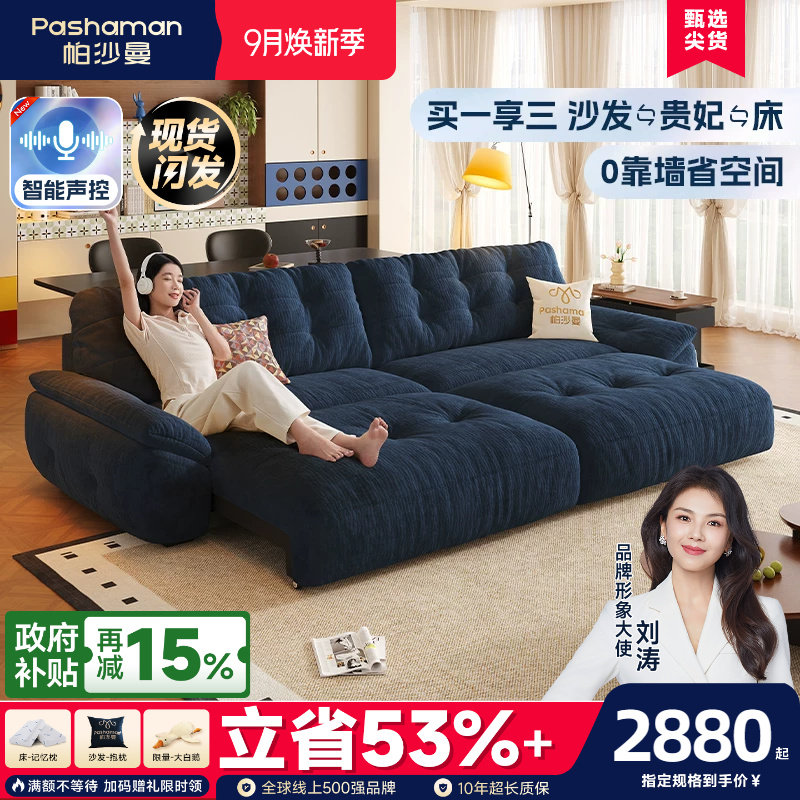 帕沙曼复古风电动伸缩折叠沙发床图片
