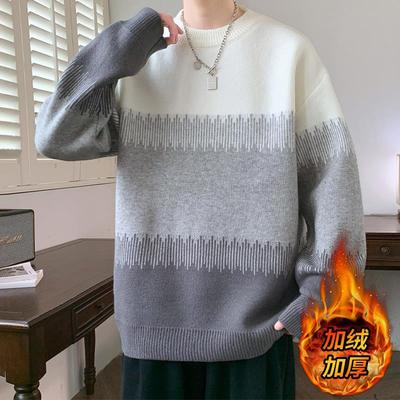 慵懒风毛衣男秋冬季圆领加