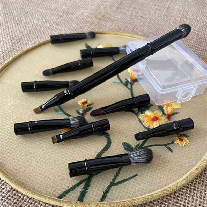 便携11头旅行mini口袋化妆刷可替换刷头遮瑕刷眼影刷鼻影刷眼线刷