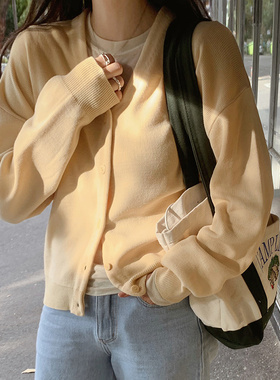 Slowand韩国官网自制女装代购24春款新 清新少女感纯色针织开衫