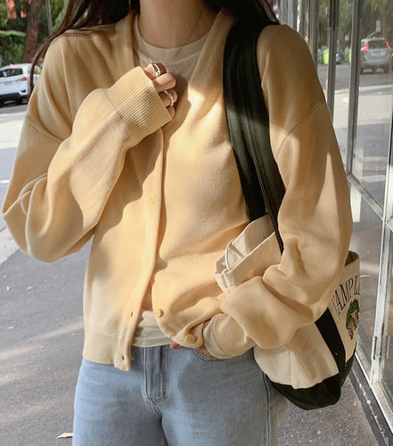 Slowand单排扣V领纯色针织衫