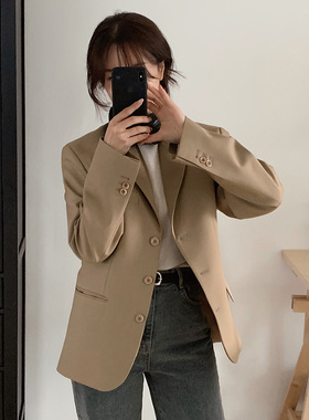 Slowand韩国官网自制女装代购23秋款简约利落剪裁高级感西装外套