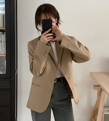 Slowand韩国官网自制女装代购23秋款简约利落剪裁高级感西装外套