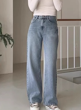 韩国 Slowand官网自制女装代购 22春 经典百搭直筒高腰牛仔裤