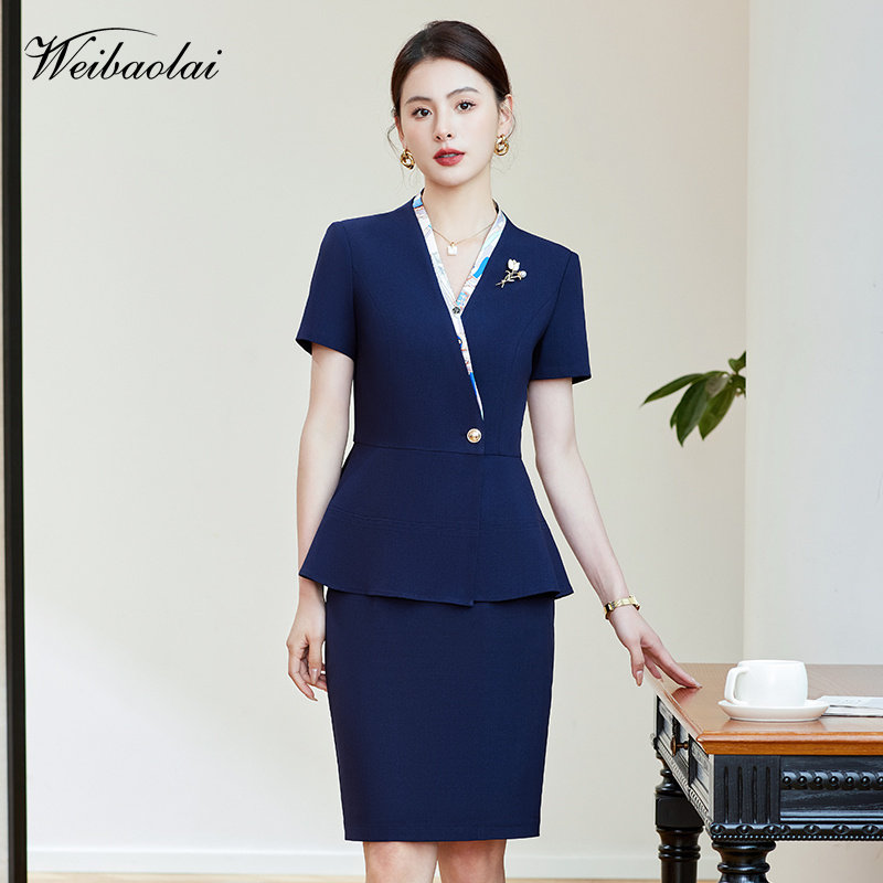 v领职业装女夏工作服女职业气质
