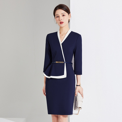 大码职业连衣裙女夏修身显瘦气质