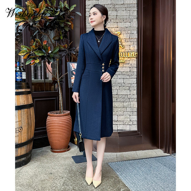 职业装毛呢大衣女中长款工作服