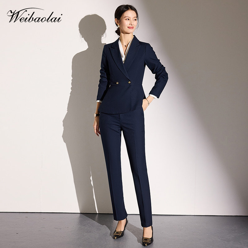 职业装女秋冬正装v领珠宝店工服