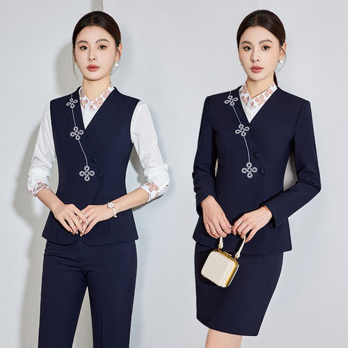 秋冬职业套装女工作服国风职业装