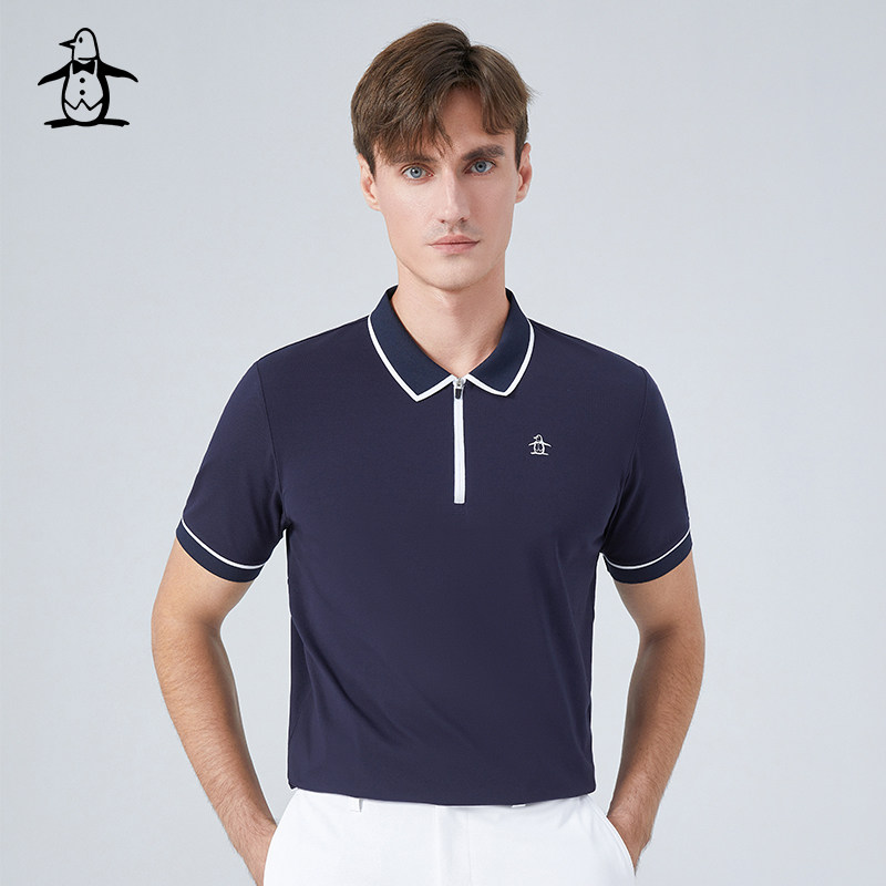 MUNSINGWEAR万星威男士春夏高尔夫拉链翻领短袖Polo衫