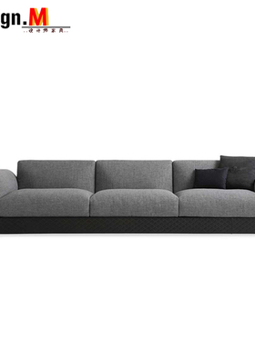 意式深灰色轻奢极布艺后现代简约设计师样板房新款会所大堂沙发