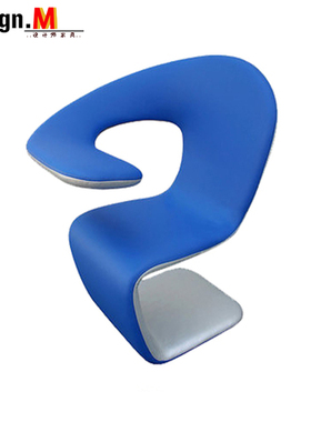 北欧简约创意设计师S异形玻璃钢软包海绵办公洽谈单人休闲靠背椅