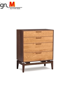 Design.M北欧实木copeland 4 drawer dresser/4抽床头柜 储物边柜
