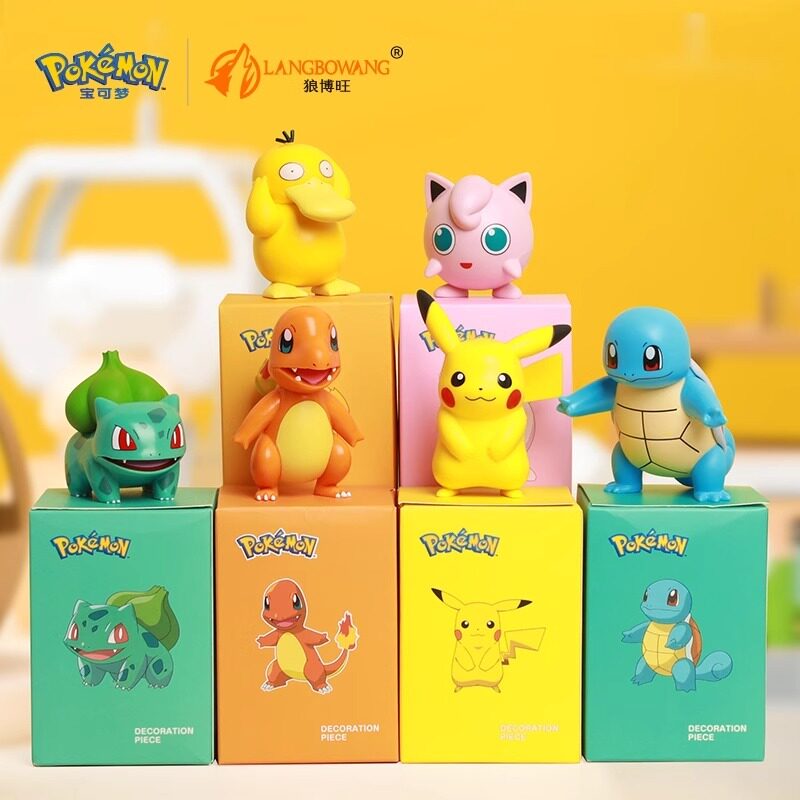 正版宝可梦摆件可达鸭神奇宝贝皮卡丘模型小火龙公仔伊布手办玩具
