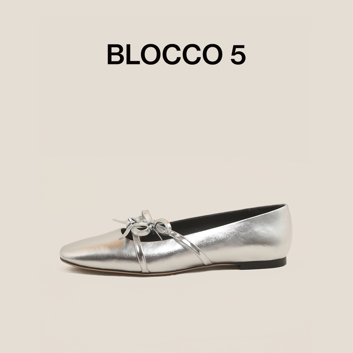 BLOCCO5女鞋2025年春夏新品蝴蝶结一脚蹬方头玛丽珍单鞋商场同款