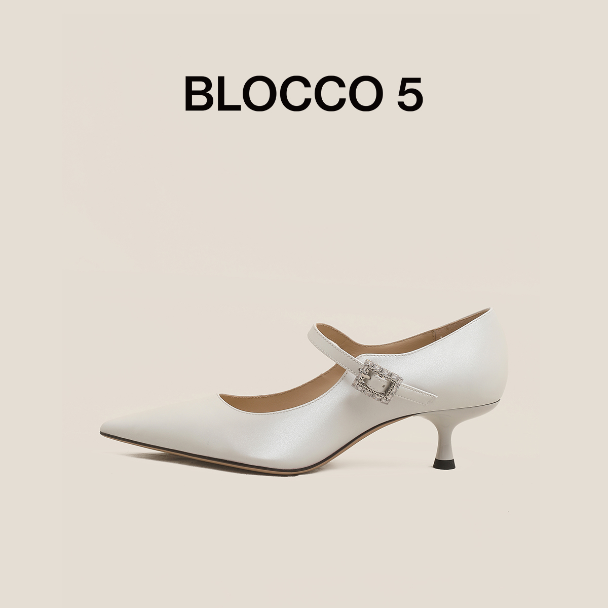 BLOCCO5牛皮高跟鞋女士玛丽珍鞋
