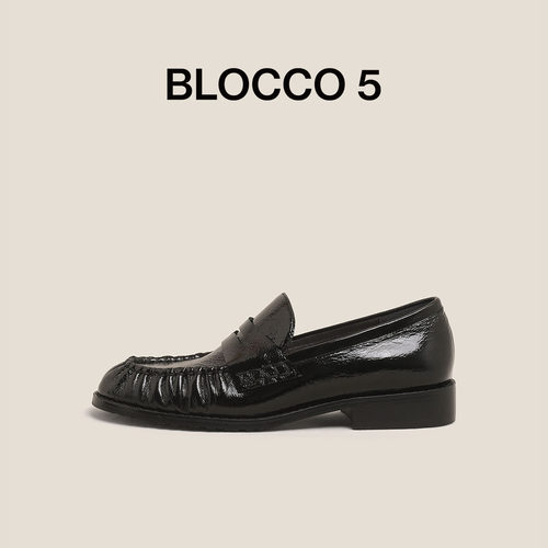 BLOCCO5女鞋秋冬女单鞋经典简约优雅低跟圆头乐福鞋