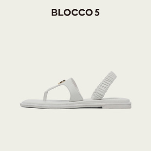 BLOCCO5 2026年春季女士凉鞋度假风优雅爱心饰扣简约夹趾凉拖鞋