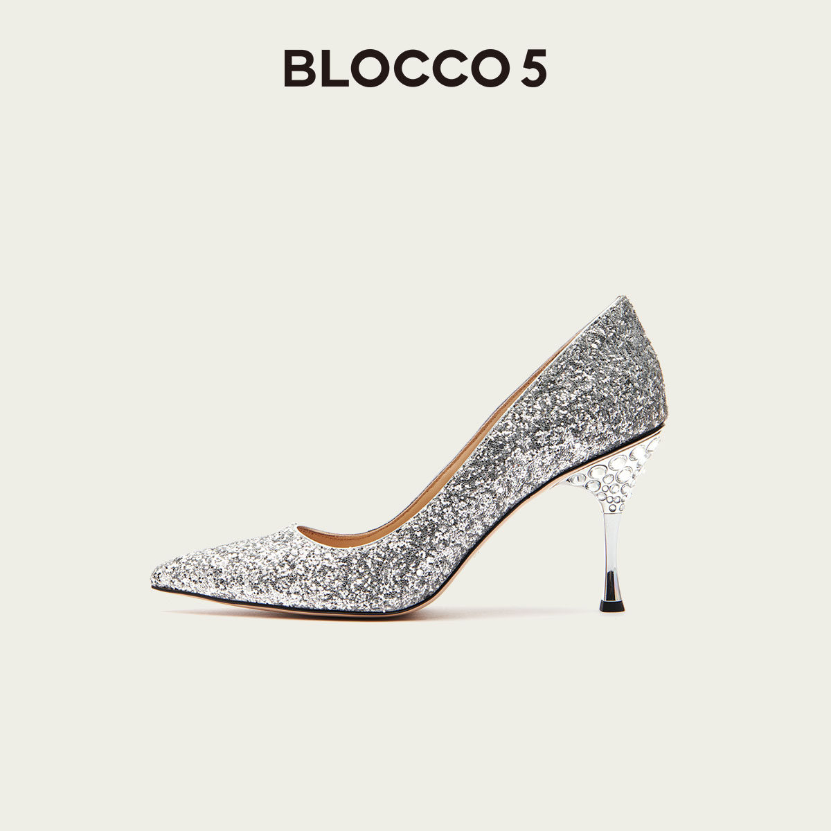 【金晨同款】BLOCCO5女鞋秋季尖头单鞋时尚婚鞋水钻法式细高跟鞋