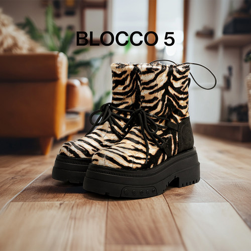 BLOCCO5豹纹时尚马丁靴