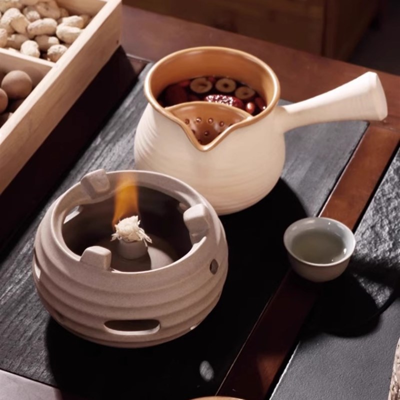烤奶茶罐罐茶煮茶器o套装侧把陶壶过滤煮茶壶家用围炉煮茶酒精炉